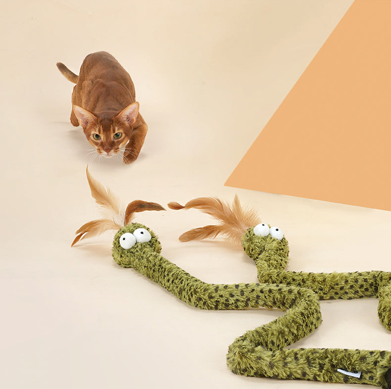 zeze Brinquedo para gatos - Varinha Pelúcia com Alça de Silicone - Cobra
