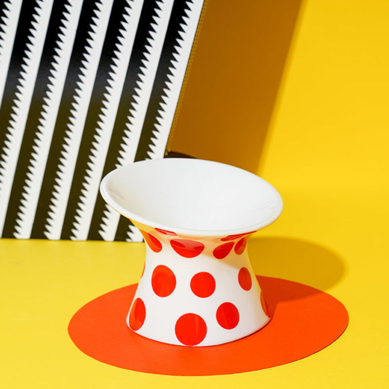 Comedouro de Ceramica Elevado para pets - Poa Vermelho- zeze