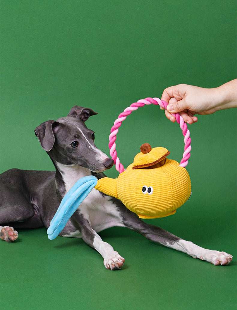 zeze Brinquedo para cachorros- Bule de Chá Pelúcia e Corda
