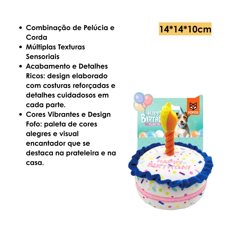Brinquedo Pelúcia Feliz Aniversário! Bolo - FOFOS