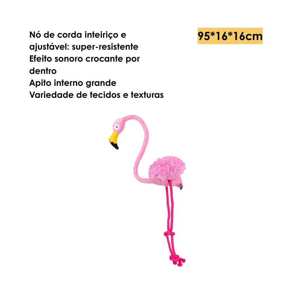 Brinquedo Interativo com Corda Flamingo Rosa - Qmonster