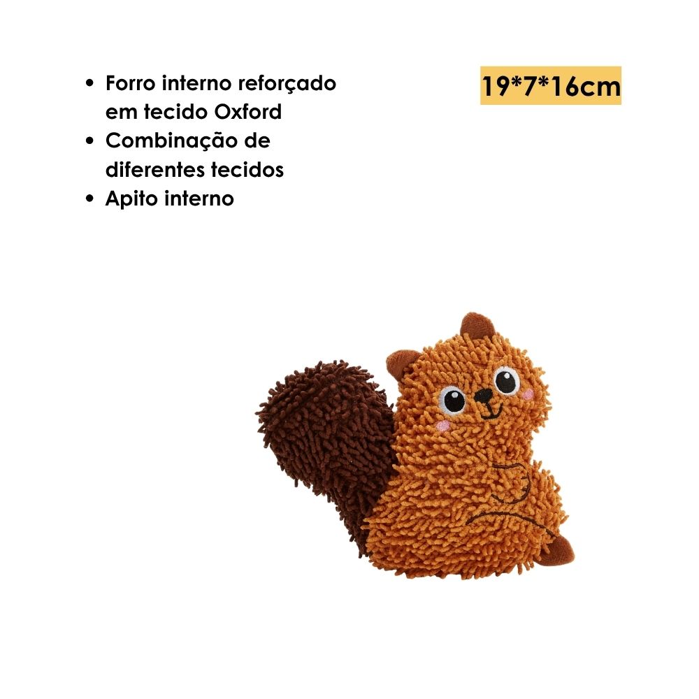 Brinquedos Pelúcia Chenille Tough para Puppies Esquilo - FOFOS