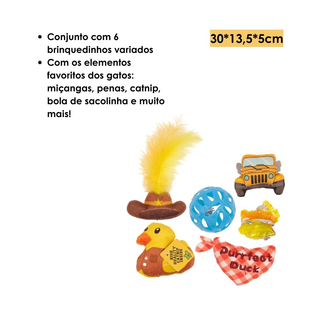 Brinquedos C Catnip Viagem de Jeep Pato Amarelo - FOFOS