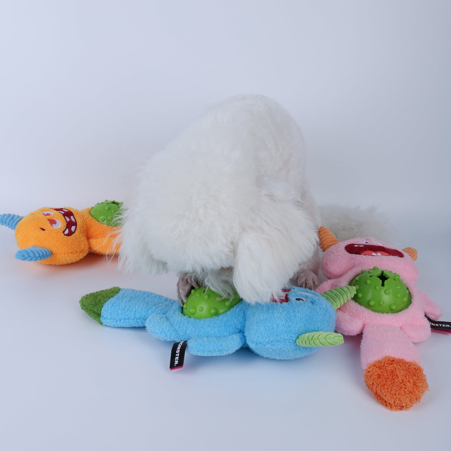 Qmonster Brinquedo para cachorros - Interativo Monstro Faminto - Laranja