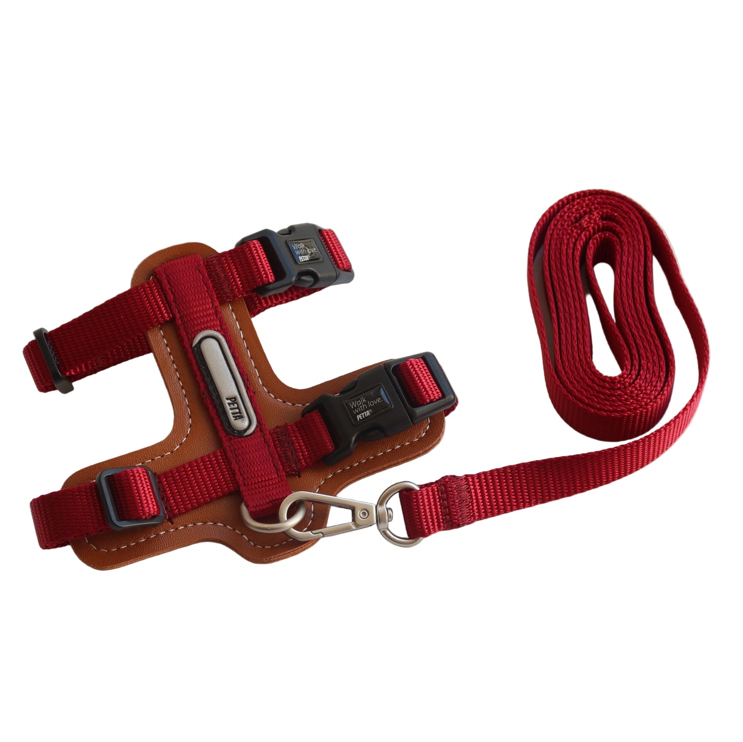 Petta Kit Peitoral H para cachorros pequenos ou gatos - Vermelho Borgonha
