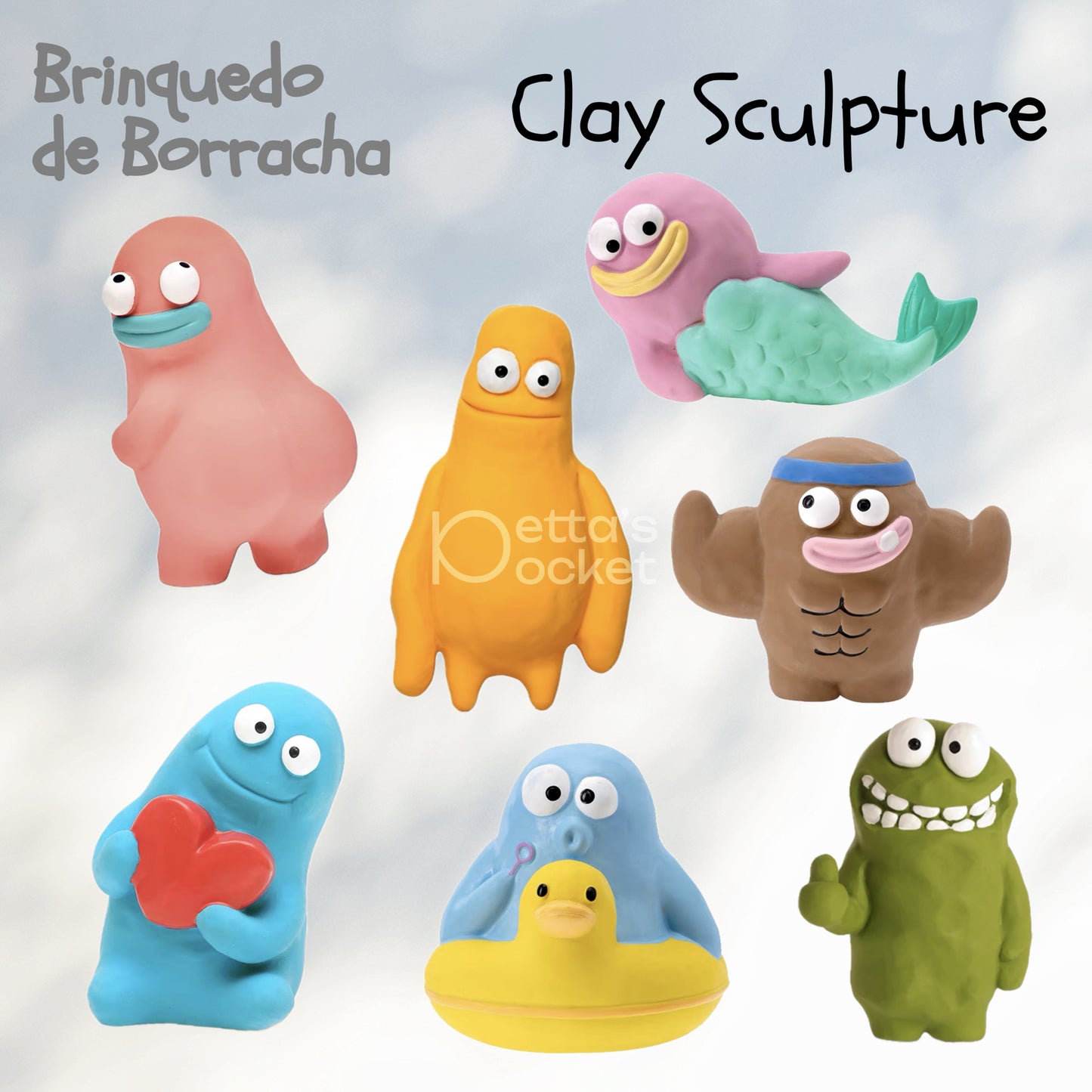 Qmonster Brinquedo para cachorro Clay Sculptures 100% Borracha Natural com Som