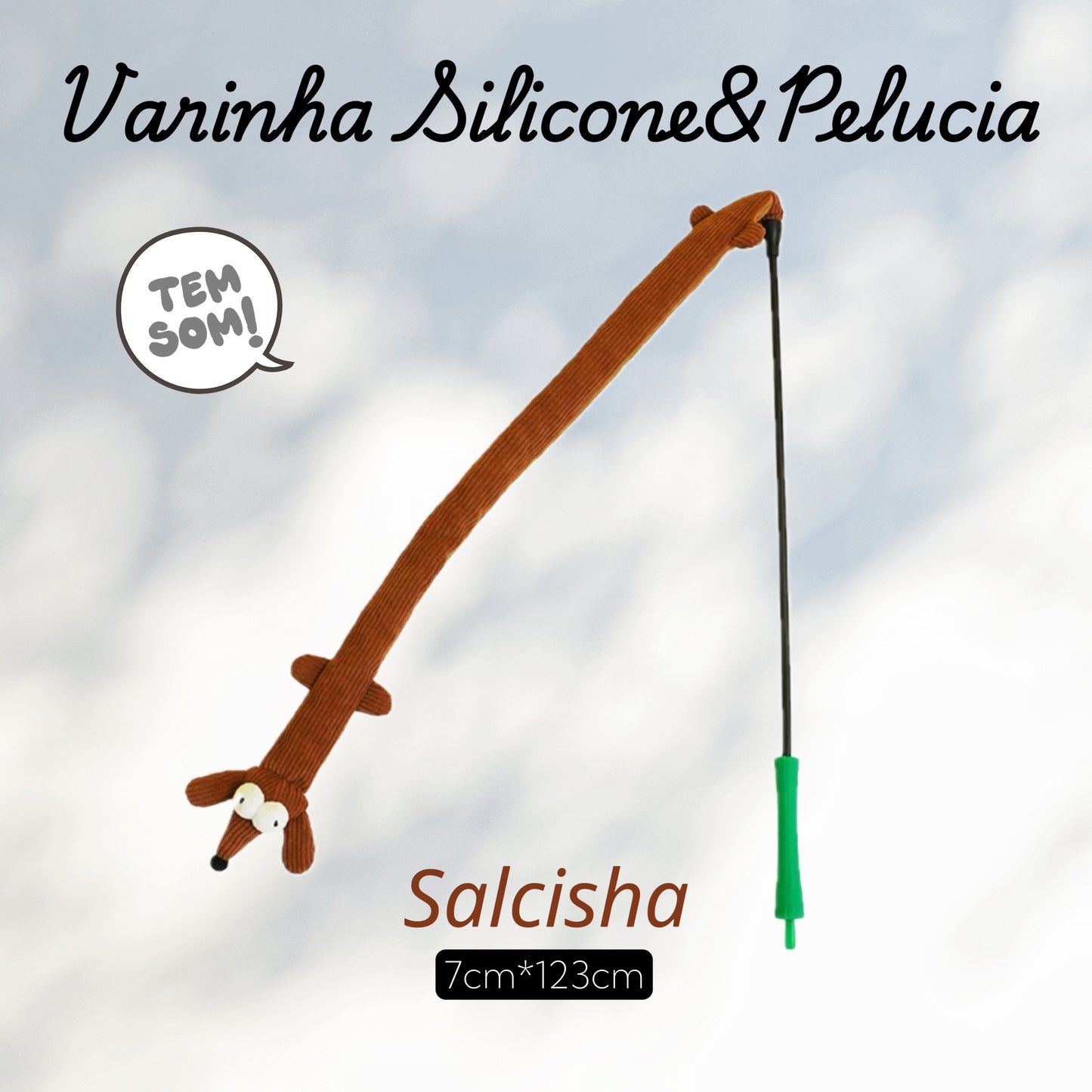 zeze Brinquedo para gatos - Varinha Pelúcia com Alça de Silicone