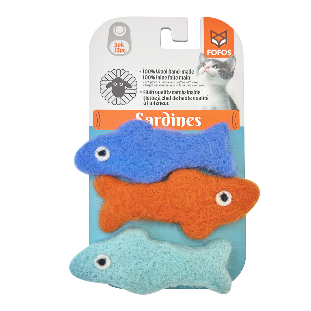 FOFOS Brinquedos para Gatos - Sardinhas de Lã 3em1