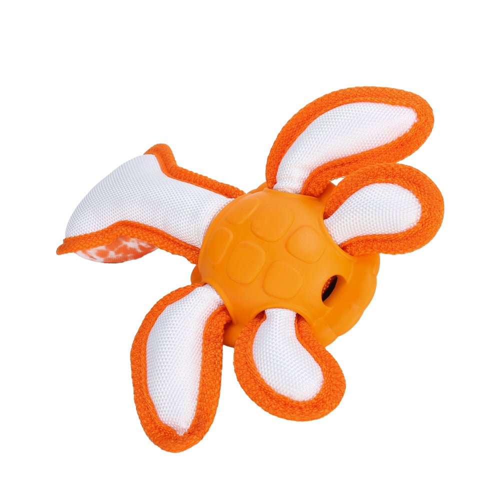 Qmonster Brinquedo para cachorro - Tartaruga Marinha 2in1 dispensador de pesticos - Laranja