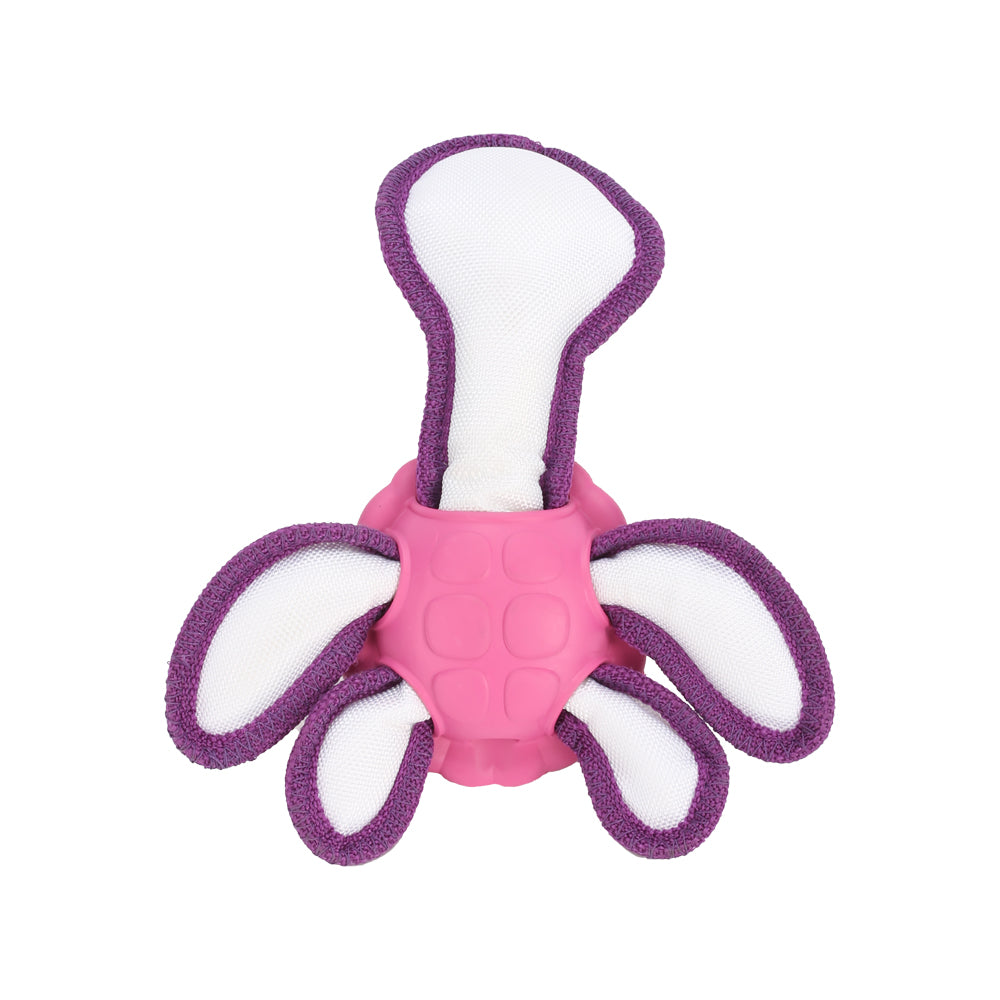 Qmonster Brinquedo para cachorro - Tartaruga Marinha 2in1 dispensador de pesticos - Rosa