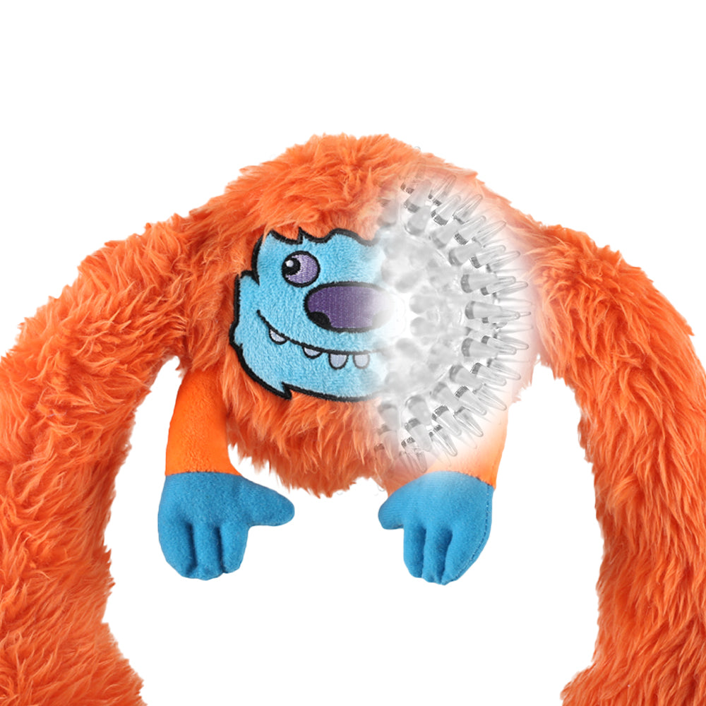Qmonster Brinquedo para cachorro - 2in1 King Kong Pelúcia com Bola - Laranja