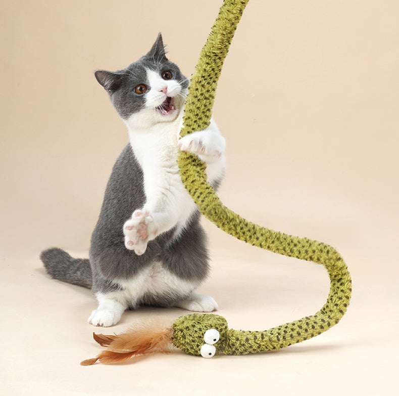 zeze Brinquedo para gatos - Varinha Pelúcia com Alça de Silicone - Cobra