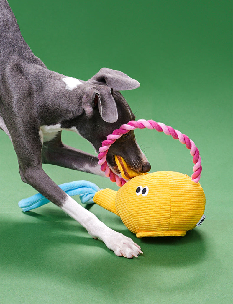 zeze Brinquedo para cachorros- Bule de Chá Pelúcia e Corda