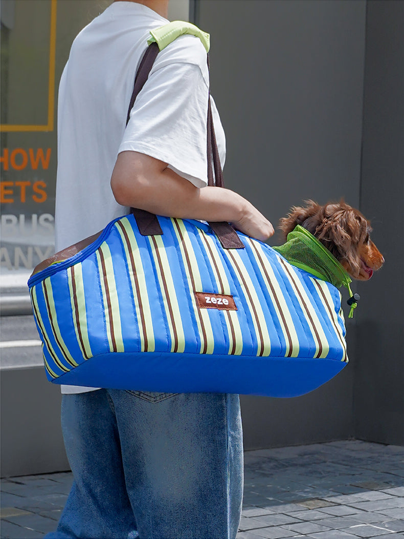 Bolsa de Transporte para pets zeze - Listras Bege Clarinho