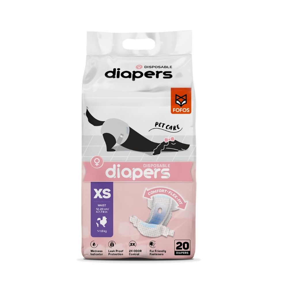 Fralda Higiênica Diapers para Cães Fêmeas XS 20Unidades- FOFOS