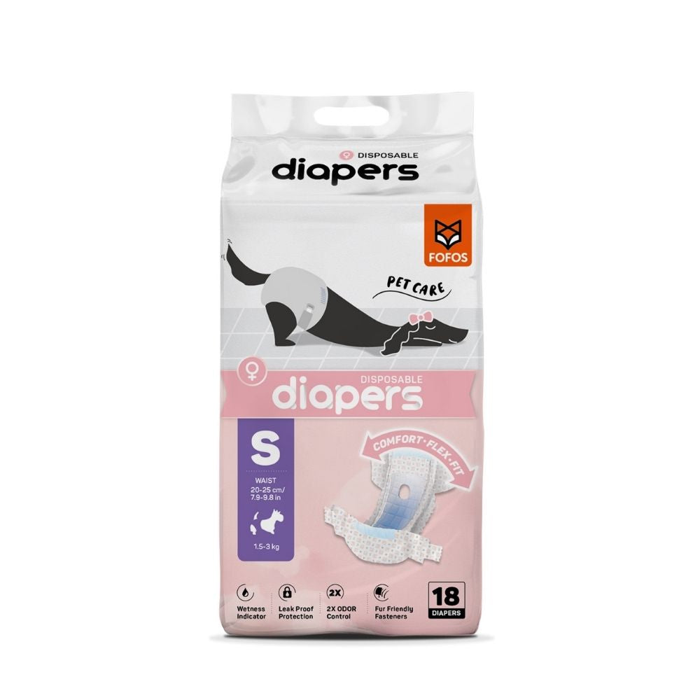 Fralda Higiênica Diapers para Cães Fêmeas S 18Unidades- FOFOS