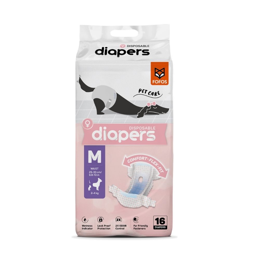 Fralda Higiênica Diapers para Cães Fêmeas M 16Unidades- FOFOS