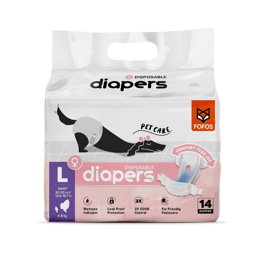 Fralda Higiênica Diapers para Cães Fêmeas L 14Unidades- FOFOS