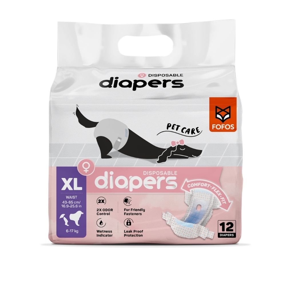 Fralda Higiênica Diapers para Cães Fêmeas XL 12Unidades- FOFOS