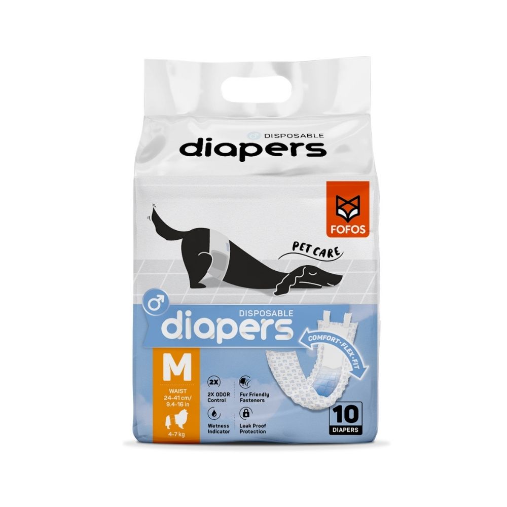 Fralda Higiênica Diapers para Cães Machos M 10Unidades- FOFOS