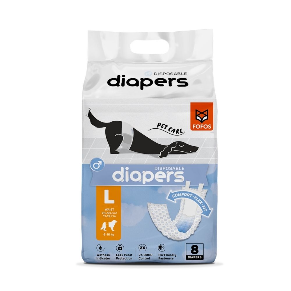 Fralda Higiênica Diapers para Cães Machos L 8Unidades- FOFOS