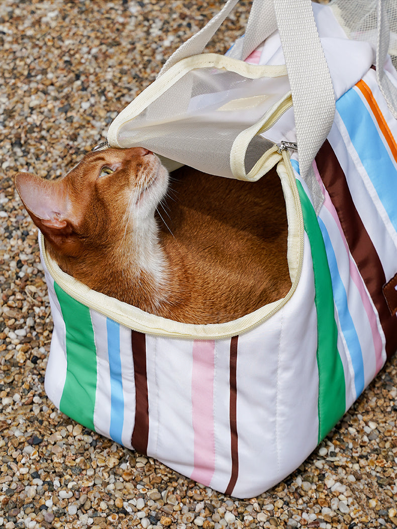 Bolsa de Transporte para pets zeze - Listras Bege Clarinho