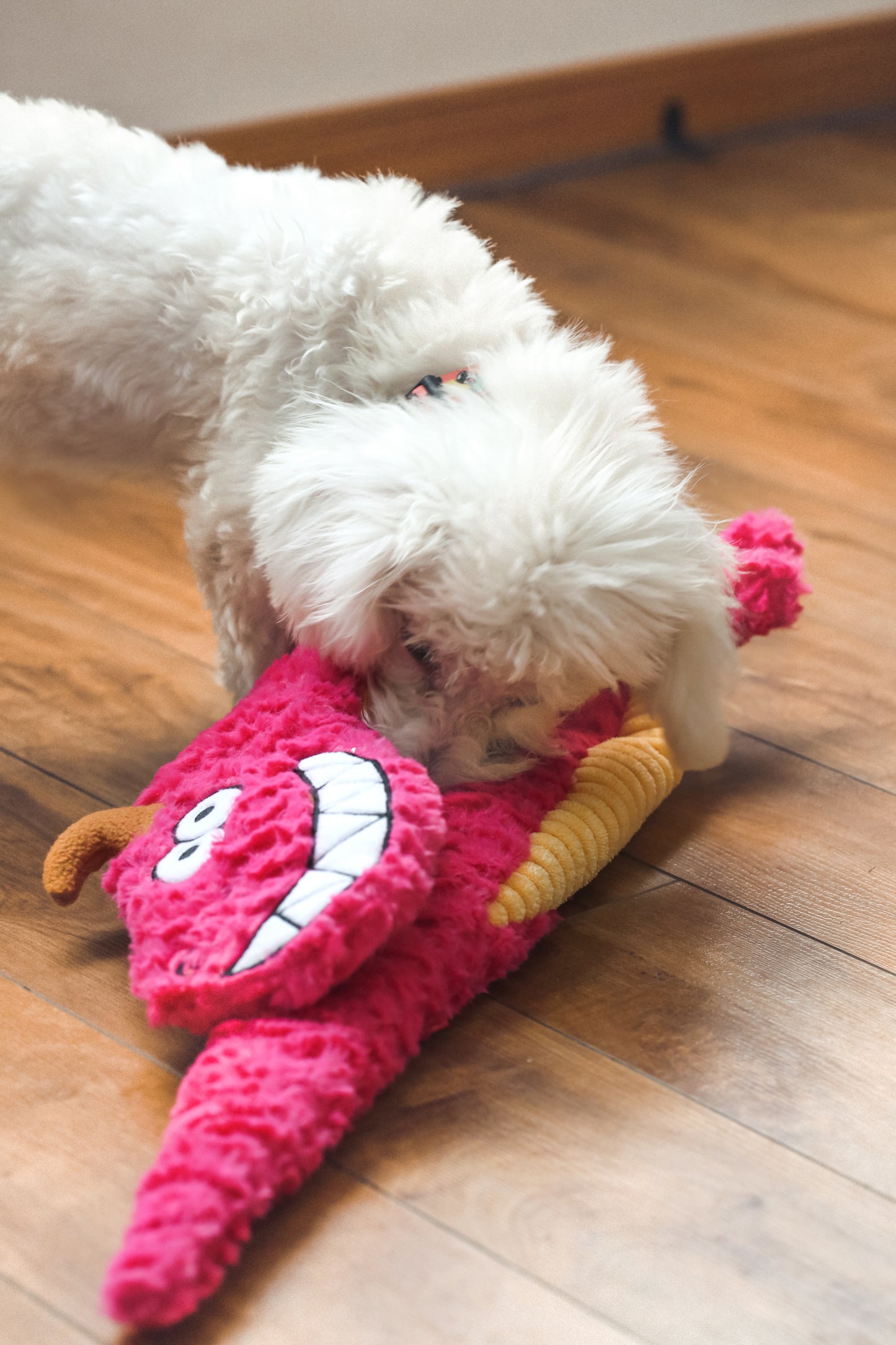 Qmonster Brinquedo para cachorro - Dragão Gigante - Rosa Pequeno