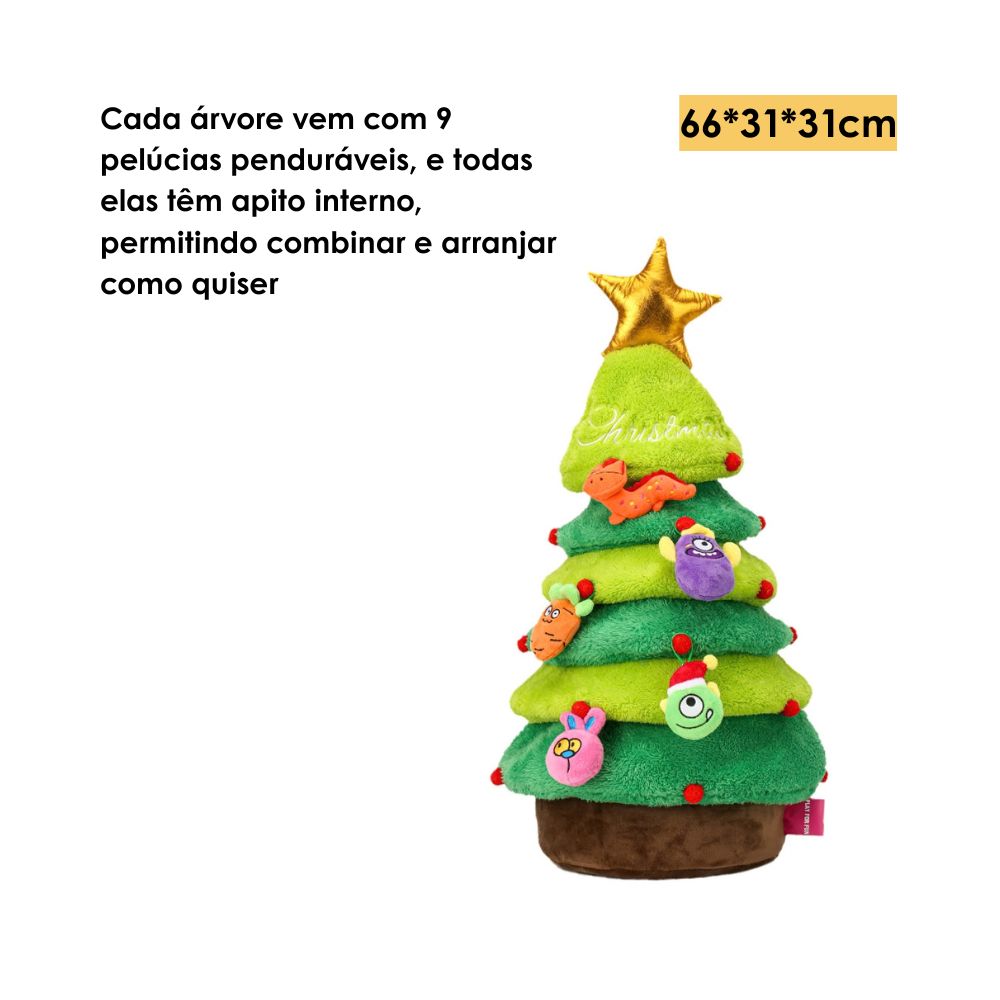 Kit Árvore de Natal com Enfeites de Pelúcia - Qmonster