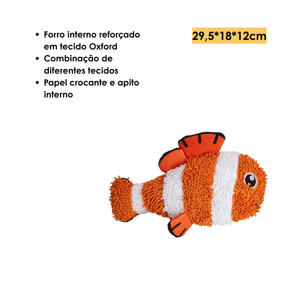 Brinquedo Pelúcia Chenille Tough Peixe Palhaço A Vida no Mar - FOFOS