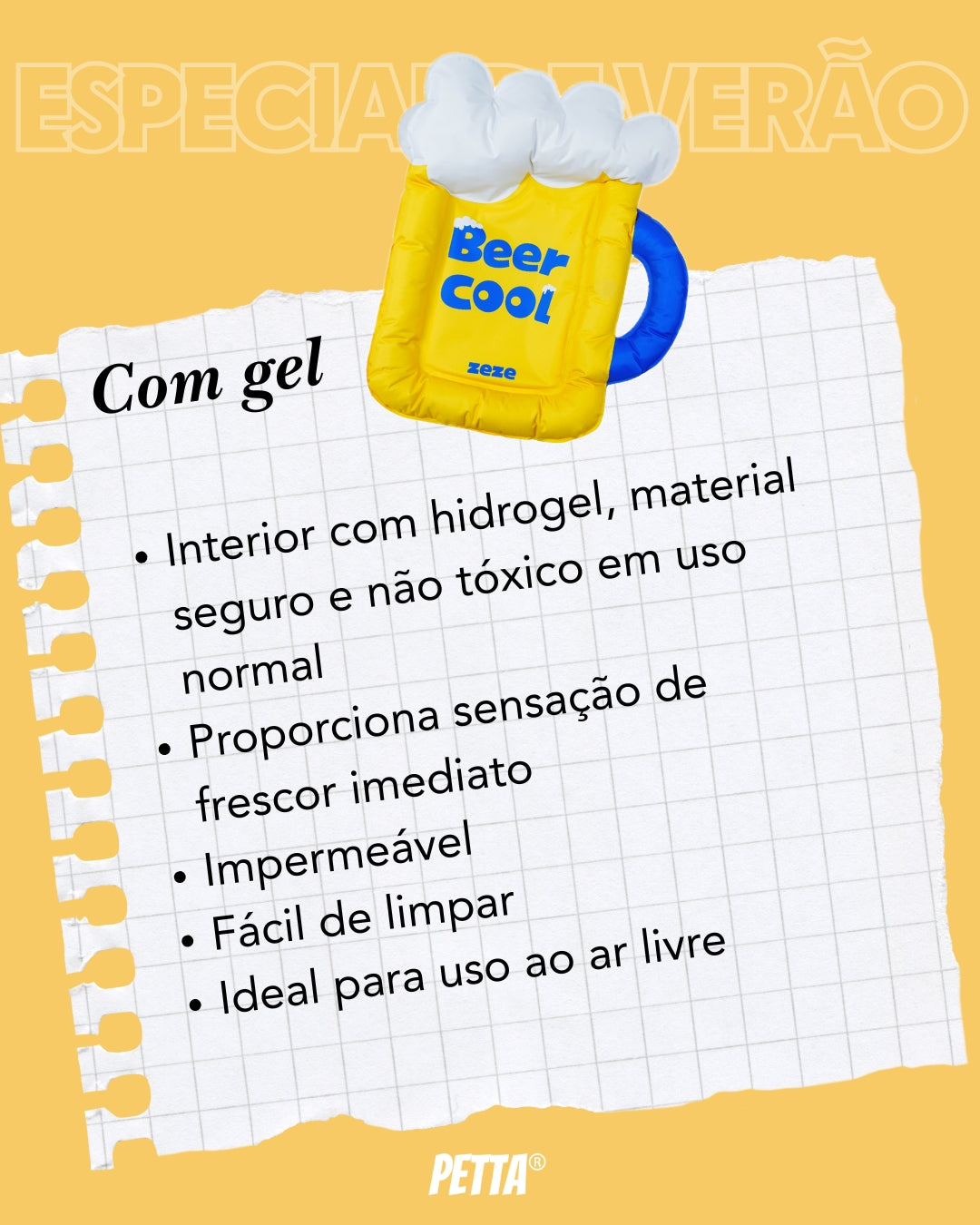 Tapete de verão para pets zeze - Tapete Gelado Cerveja