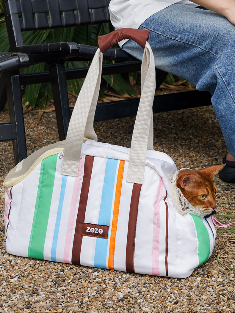 Bolsa de Transporte para pets zeze - Listras Bege Clarinho