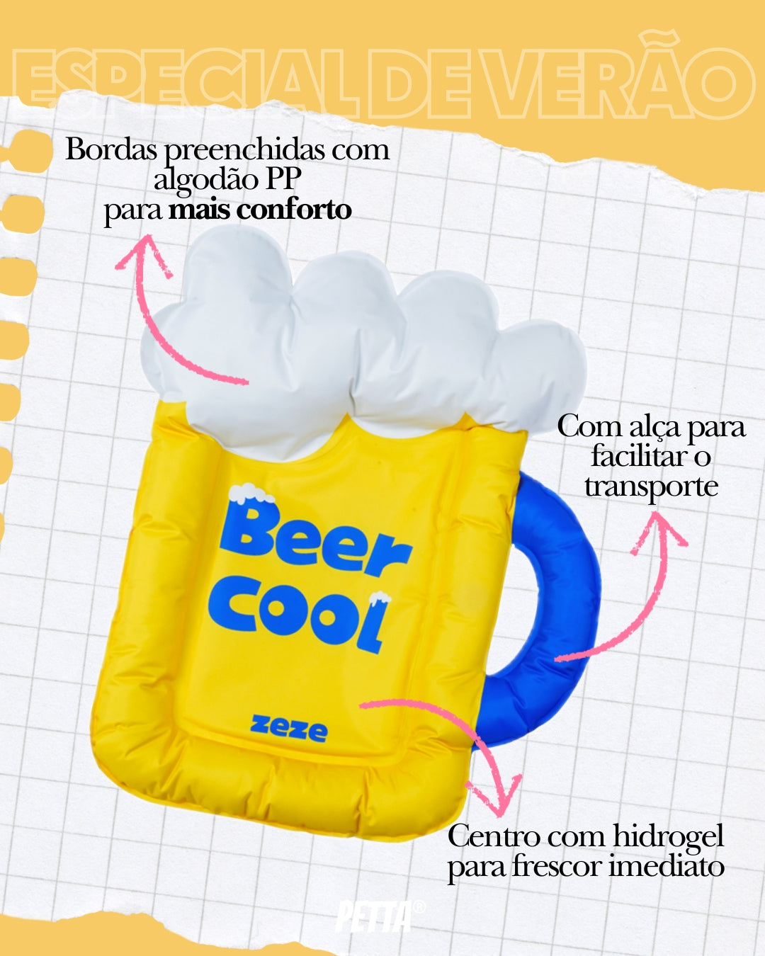 Tapete de verão para pets zeze - Tapete Gelado Cerveja
