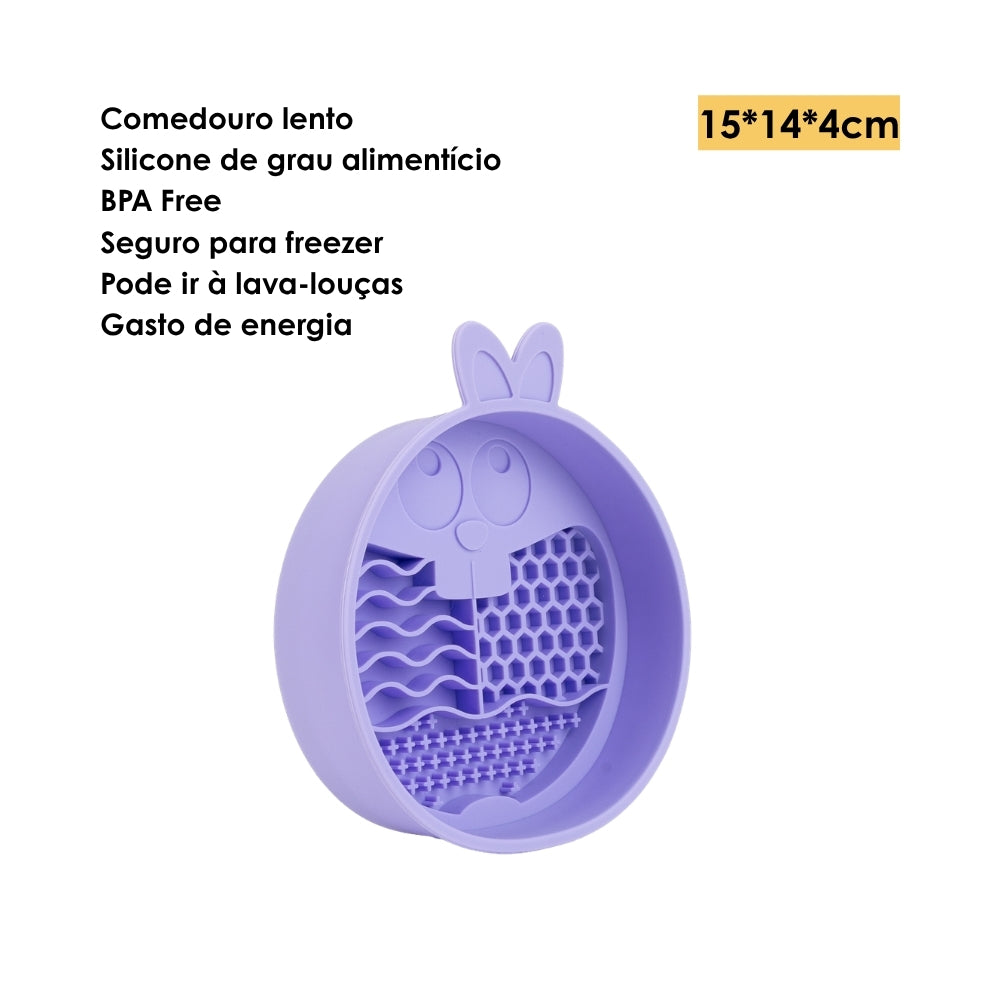 Comedouro Lento de Silicone para Pets Coelho Roxo - QMonster