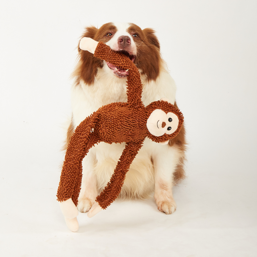 Brinquedo Pelúcia Chenille com Corda Tough Corpo Longo Macaco - FOFOS