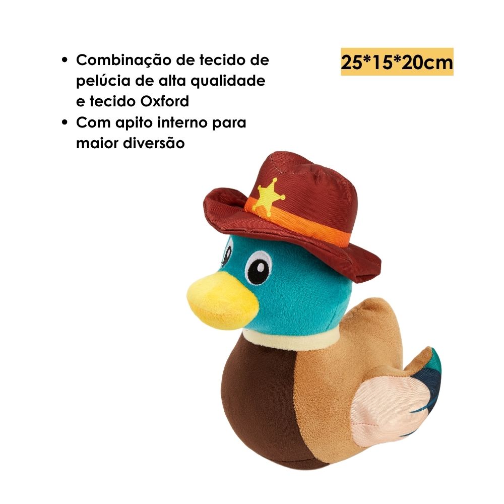 Brinquedo Pelúcia Cowboy Pato Amarelo Yellow Duck - FOFOS