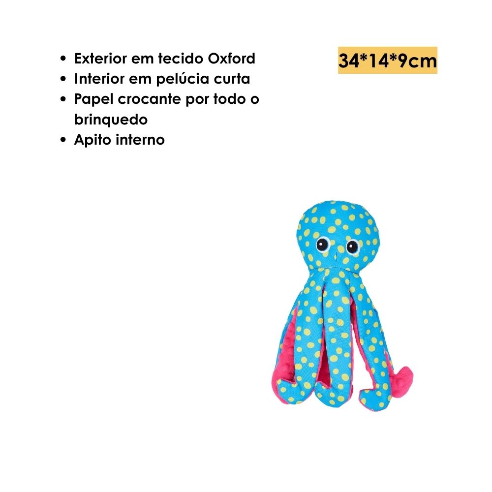 Brinquedos Pelúcia C Som da Sacolinha Polvo Dançante Azul- FOFOS
