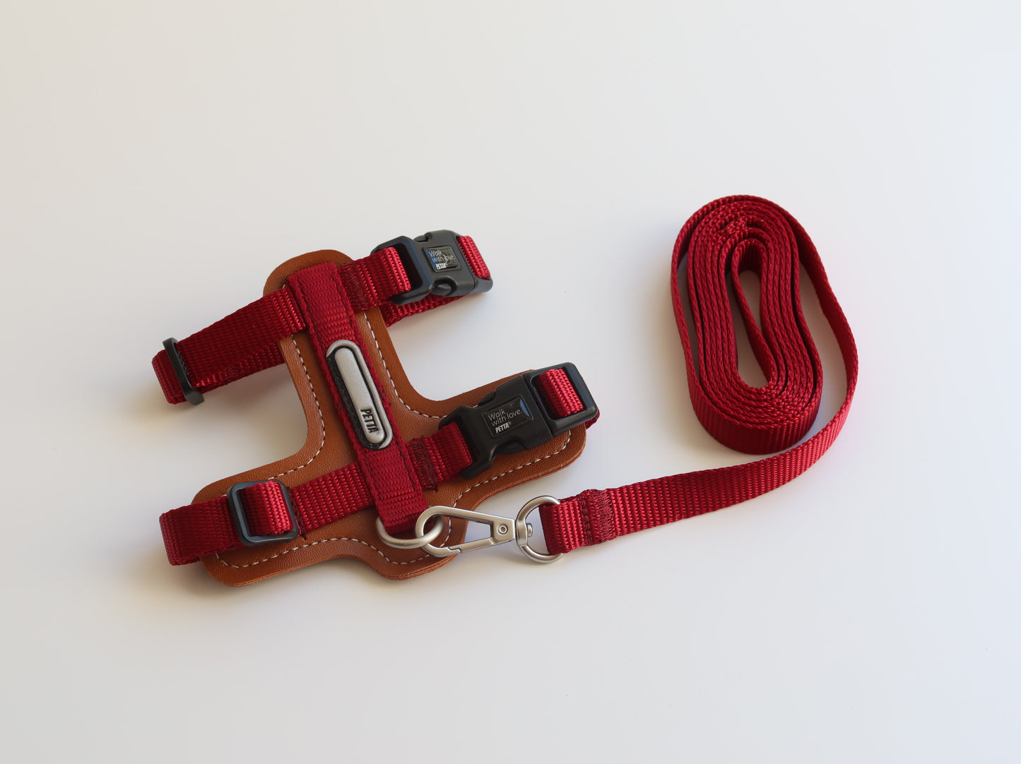 Petta Kit Peitoral H para cachorros pequenos ou gatos - Vermelho Borgonha