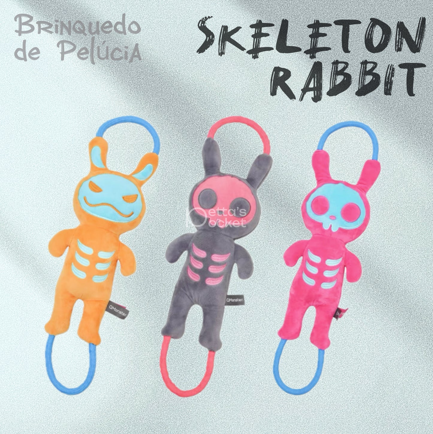 Brinquedo para cachorro - Skeleton Rabbit Brinquedo interativo com anéis duplos e som