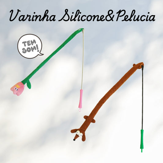 zeze Brinquedo para gatos - Varinha Pelúcia com Alça de Silicone