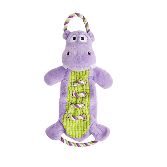 FOFOS Brinquedos para Cães - Rope Buddy Pelúcia c Corda - Hipoótamo