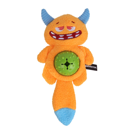 Qmonster Brinquedo para cachorros - Interativo Monstro Faminto - Laranja