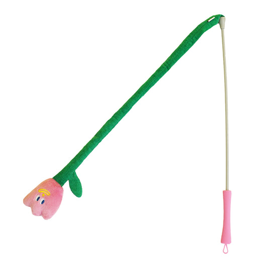 zeze Brinquedo para gatos - Varinha Pelúcia com Alça de Silicone - Flor